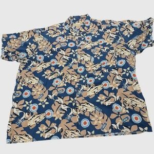 Munsingwear‎ Mens XL/XG Hawaiian Shirt 1956 Car Scooter Print Rockabilly Retro